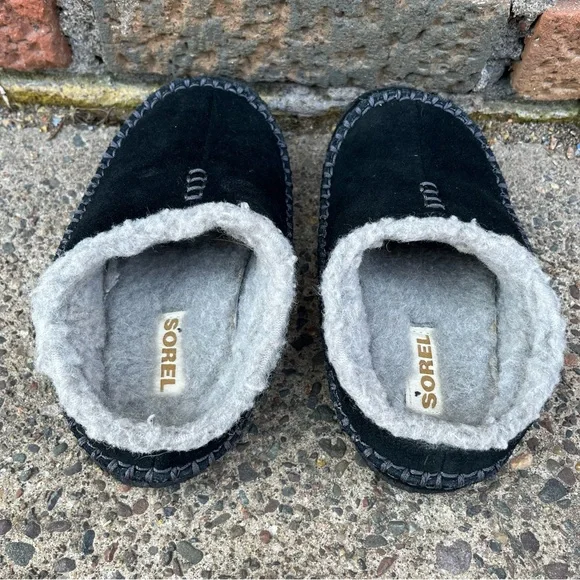 SOREL Kids Moccasins Mules Size 12 Slip on Shoes Slippers Wool Black - Picture 4 of 10